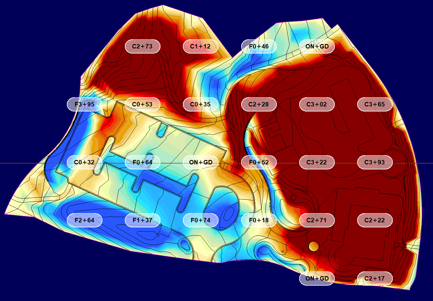 Cut and fill color map